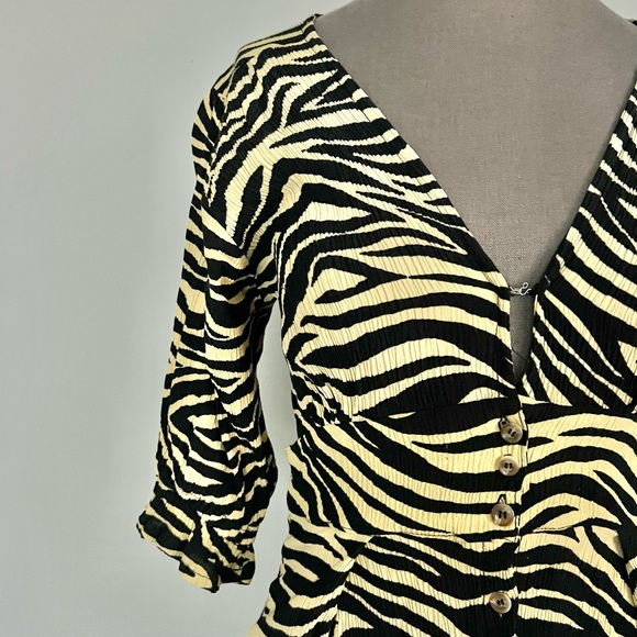 FAITHFULL THE BRAND - RAFA MIDI DRESS AMAIA ZEBRA PRINT PALE YELLOW SIZE 4 NWOT - Picture 6 of 12